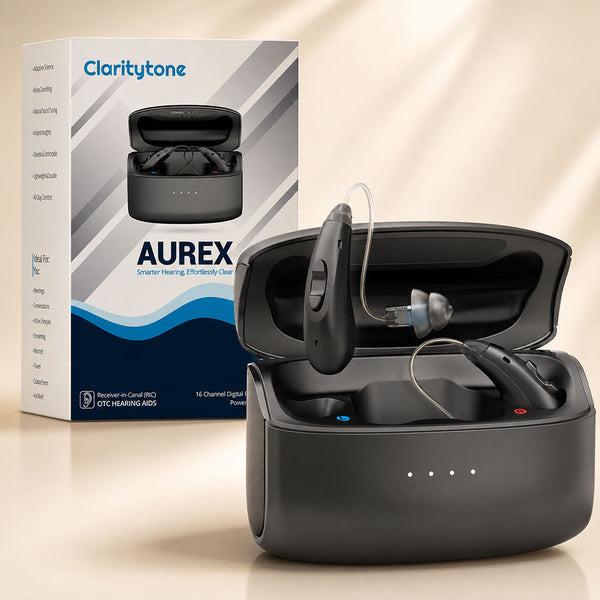 AUREX™ Rechargeable Bluetooth Hearing Aids - discreet receiver-in-canal (RIC) - Claritytone