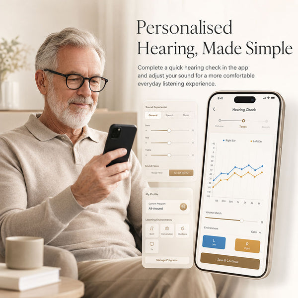 AUREX™ Rechargeable Bluetooth Hearing Aids - discreet receiver-in-canal (RIC) - Claritytone