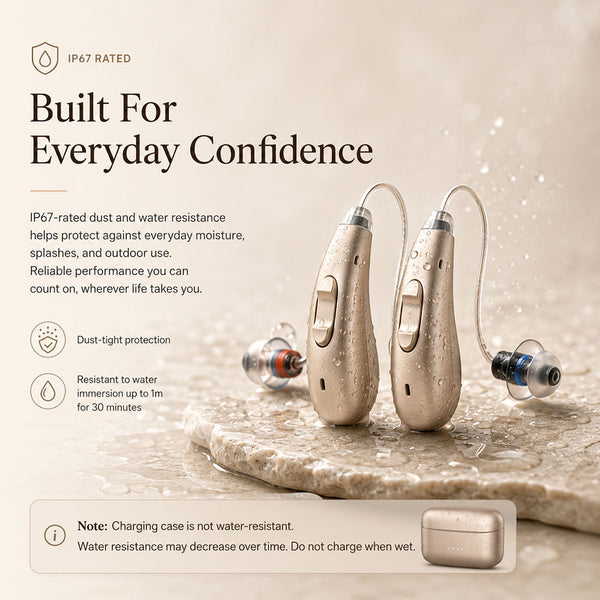 AUREX™ Rechargeable Bluetooth Hearing Aids - discreet receiver-in-canal (RIC) - Claritytone