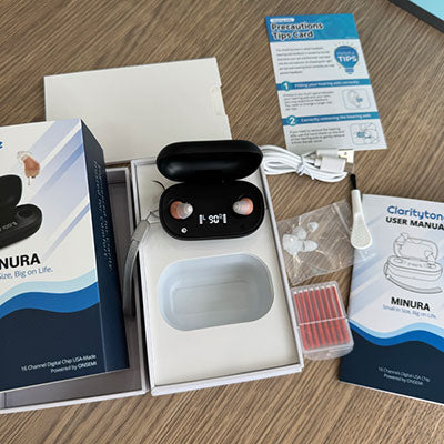 unboxing minura hearing aids - claritytone